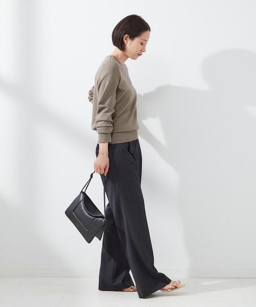 journal standard L'essage（ジャーナルスタンダードレサージュ）の「【LOWER/ローヴァー】18G Smooth Crew Neck Sweater：ニット（ニット/セーター・レディース・ライトグレー/ネイビー・MEDIUM）」の4枚目の写真