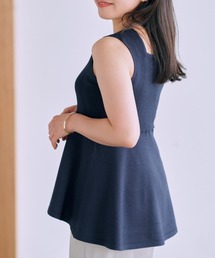 フィッシュテールペプラムノースリニットトップス【低身長・小柄女性】