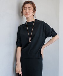 【洗える】ヴィスコースストレッチ 半袖 ニット