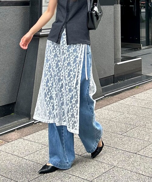 fredy emue（フレディエミュ）の「星レイヤードラップスカート（スカート・レディース・ブラック/サックスブルー/オフホワイト・38）」の2枚目の写真