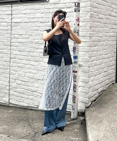 fredy emue（フレディエミュ）の「星レイヤードラップスカート（スカート・レディース・ブラック/サックスブルー/オフホワイト・38）」の4枚目の写真