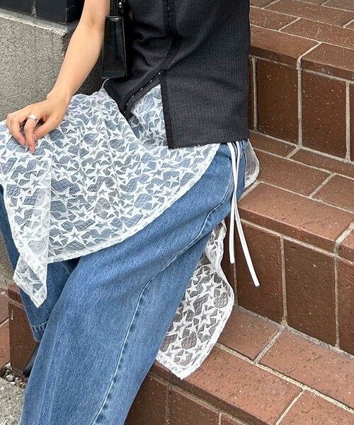 fredy emue（フレディエミュ）の「星レイヤードラップスカート（スカート・レディース・ブラック/サックスブルー/オフホワイト・38）」の8枚目の写真