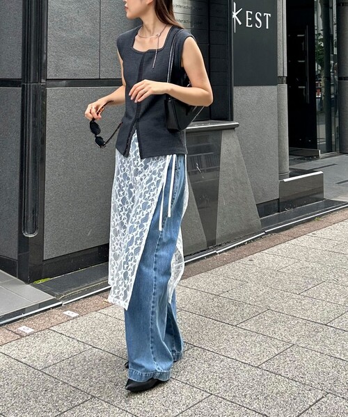 fredy emue（フレディエミュ）の「星レイヤードラップスカート（スカート・レディース・ブラック/サックスブルー/オフホワイト・38）」の11枚目の写真