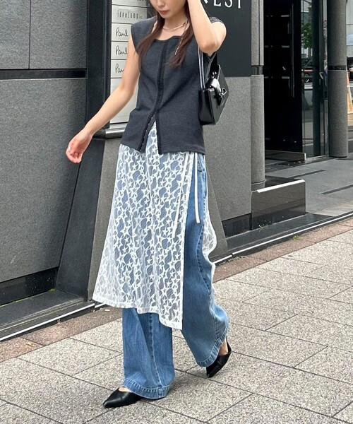 fredy emue（フレディエミュ）の「星レイヤードラップスカート（スカート・レディース・ブラック/サックスブルー/オフホワイト・38）」の12枚目の写真