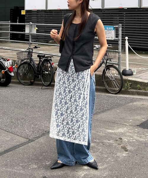 fredy emue（フレディエミュ）の「星レイヤードラップスカート（スカート・レディース・ブラック/サックスブルー/オフホワイト・38）」の13枚目の写真