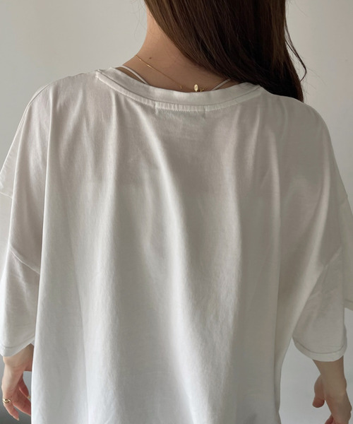 Ada.(エイダ)の「パウダー加工 EARTH ロゴ ビッグ Tシャツ(Tシャツ/カットソー・レディース・オフホワイト/ブラック・FREE)」の17枚目の写真