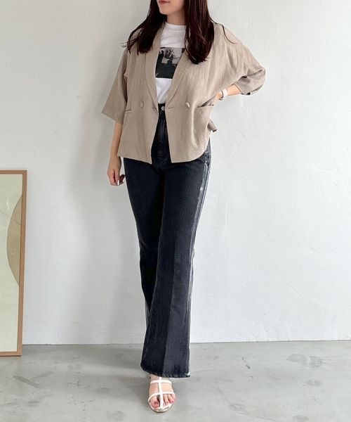 mysty woman（ミスティウーマン）の「ダブルボタンシャツジャケット2  142267（テーラードジャケット・レディース・モカ/グレイッシュベージュ/ブラック・FREE）」の22枚目の写真