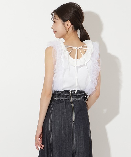 チュール×オーガンジーリバーシブルブラウス WEB限定】 チュール×オーガンジーリバーシブルブラウス | DOUDOU