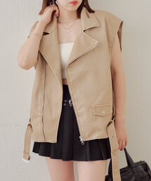 Chico | フェイクレザーライダースショートベスト(ベスト)