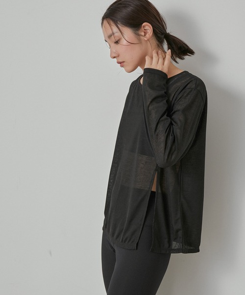 NERGY（ナージー）の「【水陸両用＆ドライタッチ】シアーテレコカットアウトTシャツ（Tシャツ/カットソー・レディース・ブラック/ホワイト・FREE）」の8枚目の写真