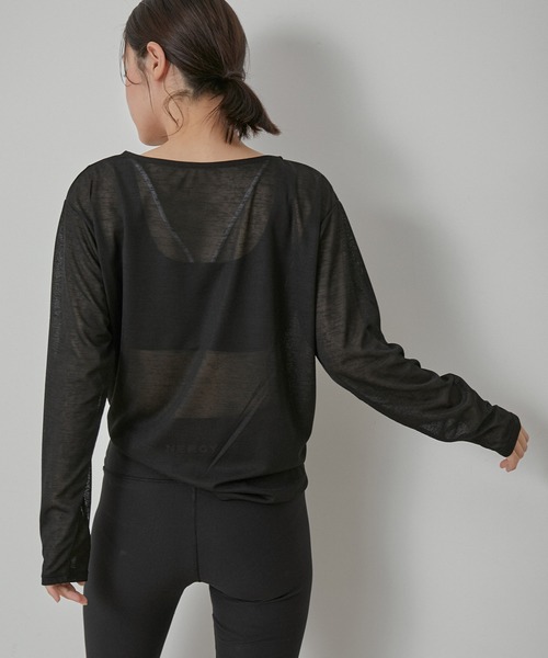 NERGY（ナージー）の「【水陸両用＆ドライタッチ】シアーテレコカットアウトTシャツ（Tシャツ/カットソー・レディース・ブラック/ホワイト・FREE）」の9枚目の写真