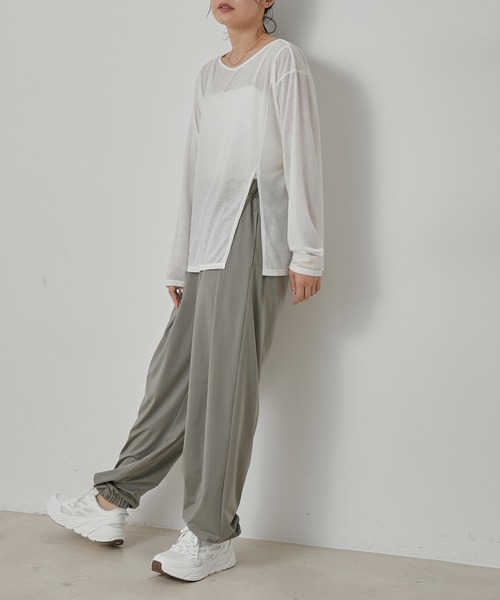 NERGY（ナージー）の「【水陸両用＆ドライタッチ】シアーテレコカットアウトTシャツ（Tシャツ/カットソー・レディース・ブラック/ホワイト・FREE）」の10枚目の写真