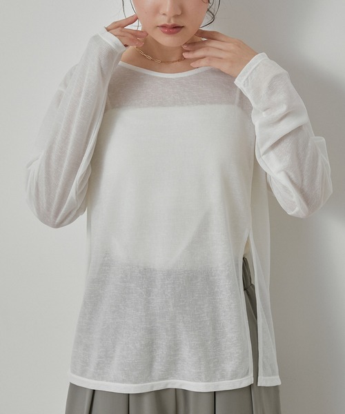 NERGY（ナージー）の「【水陸両用＆ドライタッチ】シアーテレコカットアウトTシャツ（Tシャツ/カットソー・レディース・ブラック/ホワイト・FREE）」の14枚目の写真