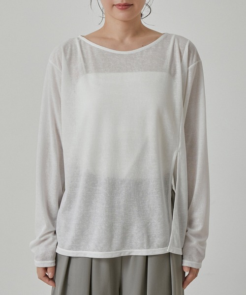 NERGY（ナージー）の「【水陸両用＆ドライタッチ】シアーテレコカットアウトTシャツ（Tシャツ/カットソー・レディース・ブラック/ホワイト・FREE）」の15枚目の写真