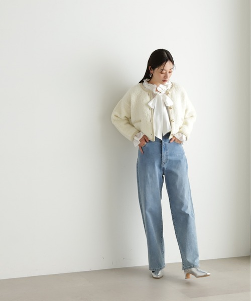 N.（N. Natural Beauty Basic）（エヌエヌナチュラルビューティーベーシック）の「◇◆【WEB限定】アストラカンニットトリムカーディガン（カーディガン/ボレロ・レディース・ライトグリーン/ブラック/クリーム・MEDIUM）」の16枚目の写真