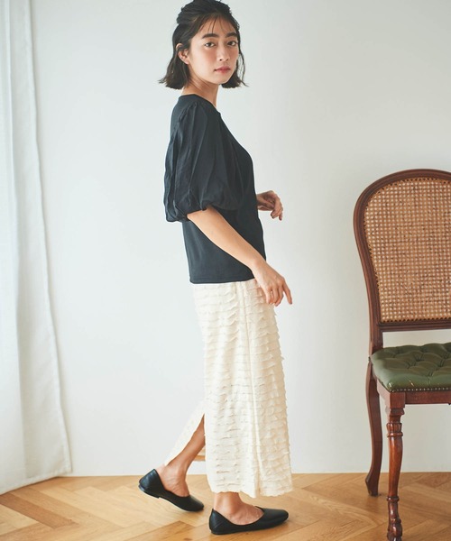 mil(ミル)の「【150㎝前後の小柄さんサイズ】Iラインフリルスカート(スカート・レディース・ブラック/アイボリー/ダークブラウン・XS/S)」の11枚目の写真