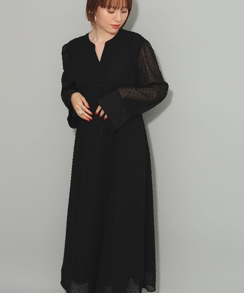 Ray BEAMS（レイビームス）の「カット ドビー  キーネック ワンピース（ワンピース・レディース・ブラック/ブルー系その他2・0/1）」の6枚目の写真