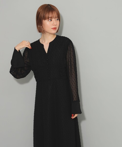 Ray BEAMS（レイビームス）の「カット ドビー  キーネック ワンピース（ワンピース・レディース・ブラック/ブルー系その他2・0/1）」の7枚目の写真