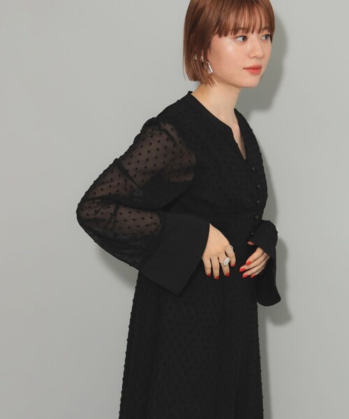 Ray BEAMS（レイビームス）の「カット ドビー  キーネック ワンピース（ワンピース・レディース・ブラック/ブルー系その他2・0/1）」の8枚目の写真
