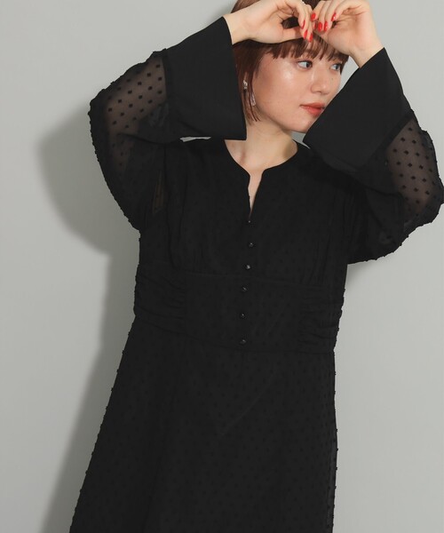 Ray BEAMS（レイビームス）の「カット ドビー  キーネック ワンピース（ワンピース・レディース・ブラック/ブルー系その他2・0/1）」の9枚目の写真