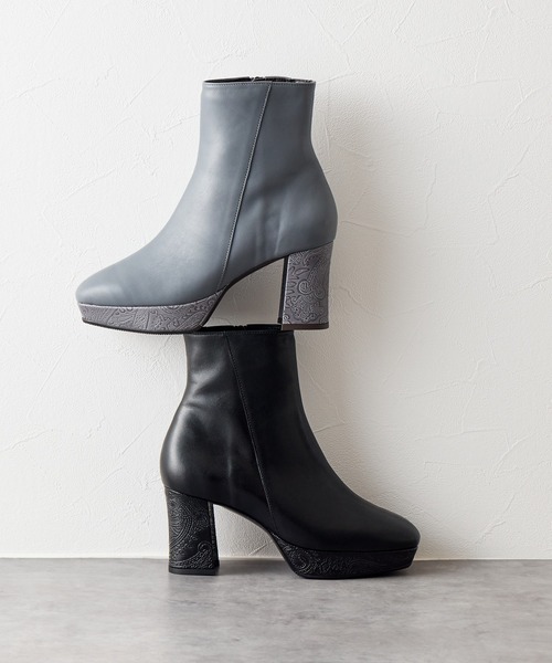 HIMIKO（ヒミコ）の「【Made in Japan】【撥水】スクエアトゥストームブーツ/641414（ブーツ・レディース・ブラック/ブルーグレー・23.5cm/24.0cm/24.5cm/23.0cm/22.0cm/22.5cm/25.0cm）」の2枚目の写真