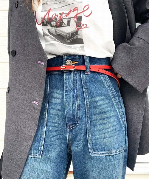 Q（キュー）の「オーバルバックルベルト（ベルト・レディース・レッド/ブラック/オリーブ・ONE SIZE）」の3枚目の写真