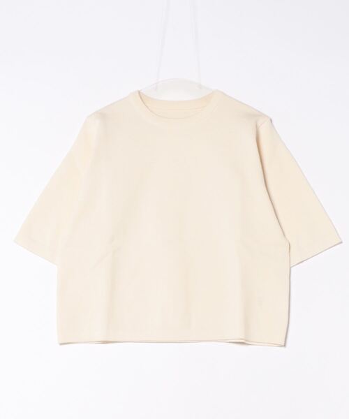 for/c（フォーシー）の「[新色追加]スウェットライクハーフスリーブニット【サスティナブル】（ニット/セーター・レディース・アイボリー/ブラック/イエロー/ホワイト/グレー/ブラウン/ピンク/パープル・M/L/LL）」の22枚目の写真