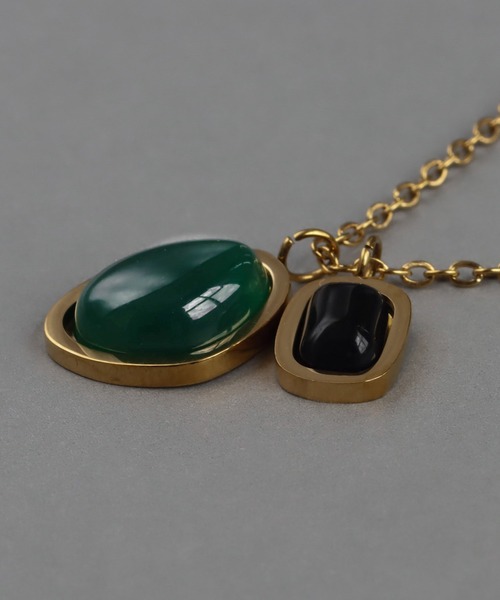 金属アレルギー対応 瑪瑙 天然石シンプルネックレス（ネックレス