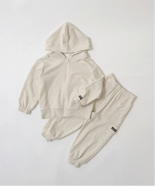 b・ROOM（ビールーム）の「【セットアップ可能】ドロップシンプルジップパーカ（パーカー・キッズ・ブルー/ブルーグレー/ライトグリーン/マスタード/オートミール/チャコール・100cm/120cm/130cm/140cm/150cm/110cm）」の12枚目の写真