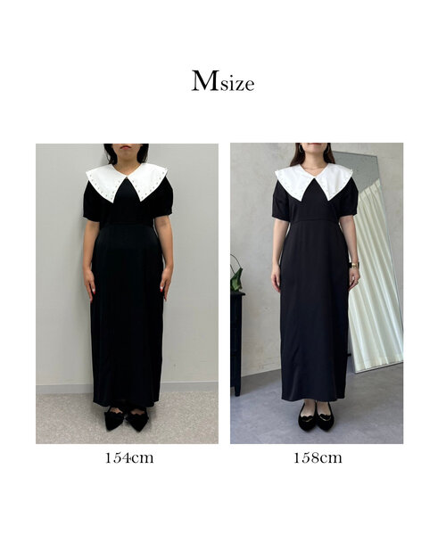 prose verse（プロズヴェール）の「【襟取り外し可能】2wayパール白襟パフスリーブワンピース（ワンピース・レディース・ブラック・LARGE/MEDIUM）」の3枚目の写真