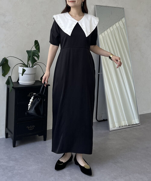 prose verse（プロズヴェール）の「【襟取り外し可能】2wayパール白襟パフスリーブワンピース（ワンピース・レディース・ブラック・LARGE/MEDIUM）」の9枚目の写真