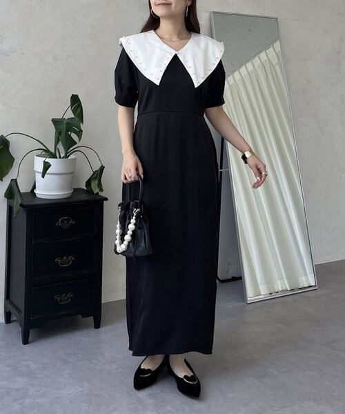 prose verse（プロズヴェール）の「【襟取り外し可能】2wayパール白襟パフスリーブワンピース（ワンピース・レディース・ブラック・LARGE/MEDIUM）」の10枚目の写真