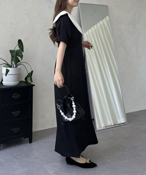 prose verse（プロズヴェール）の「【襟取り外し可能】2wayパール白襟パフスリーブワンピース（ワンピース・レディース・ブラック・LARGE/MEDIUM）」の14枚目の写真