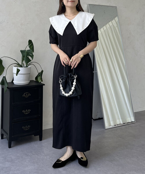 prose verse（プロズヴェール）の「【襟取り外し可能】2wayパール白襟パフスリーブワンピース（ワンピース・レディース・ブラック・LARGE/MEDIUM）」の15枚目の写真