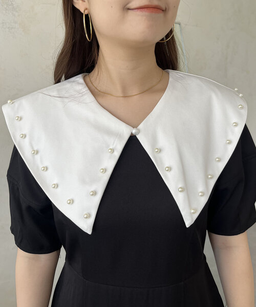 prose verse（プロズヴェール）の「【襟取り外し可能】2wayパール白襟パフスリーブワンピース（ワンピース・レディース・ブラック・LARGE/MEDIUM）」の22枚目の写真