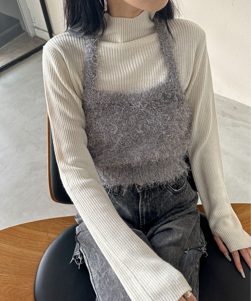 セール】【ハンドウォッシャブル】フェザーホルターネックビスチェ