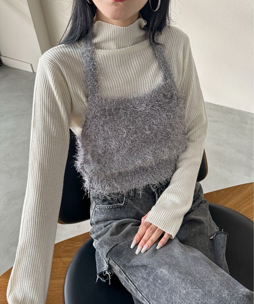 セール】【ハンドウォッシャブル】フェザーホルターネックビスチェ