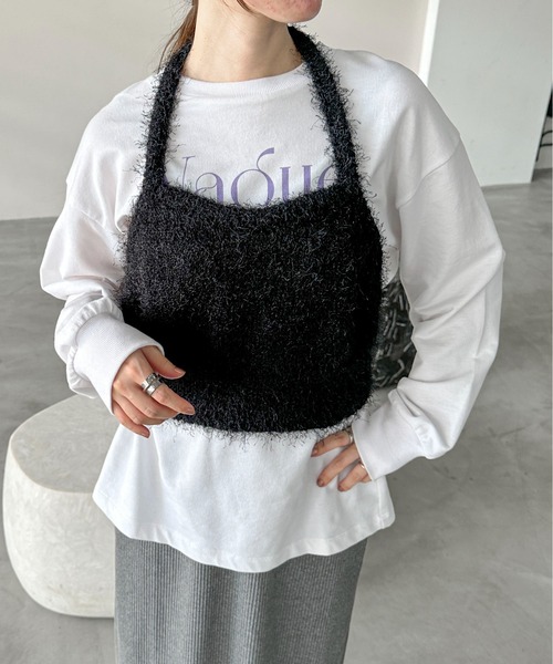 セール】【ハンドウォッシャブル】フェザーホルターネックビスチェ