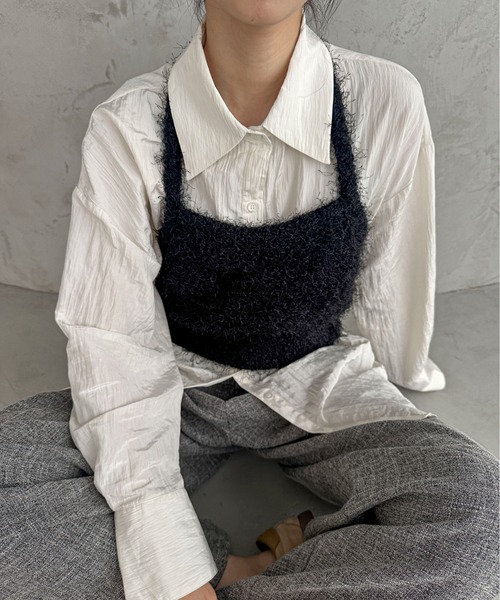 セール】【ハンドウォッシャブル】フェザーホルターネックビスチェ