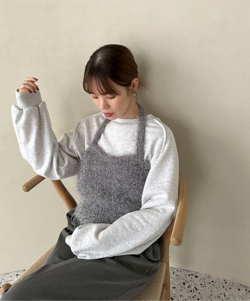 セール】【ハンドウォッシャブル】フェザーホルターネックビスチェ