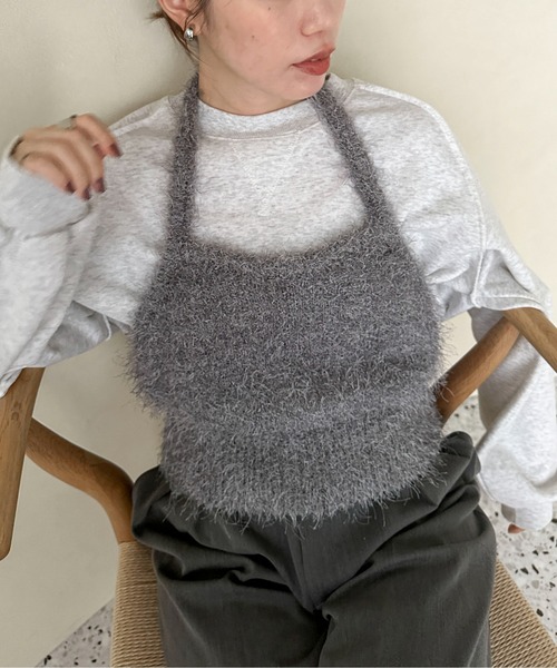 セール】【ハンドウォッシャブル】フェザーホルターネックビスチェ