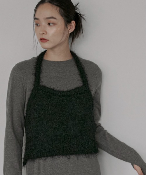 セール】【ハンドウォッシャブル】フェザーホルターネックビスチェ