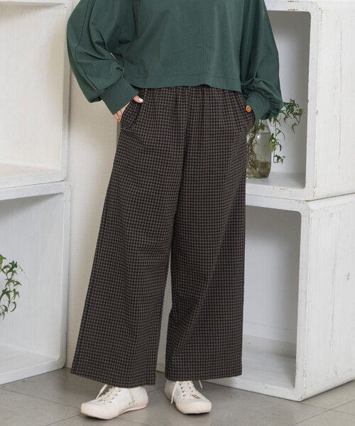 POU DOU DOU（プードゥドゥ）の「カラーギンガムストレートパンツ（その他パンツ・レディース・ブラック/ブルー・M）」の2枚目の写真