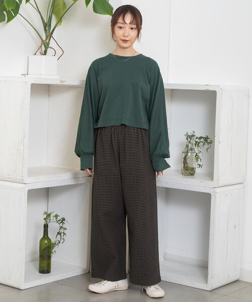 POU DOU DOU（プードゥドゥ）の「カラーギンガムストレートパンツ（その他パンツ・レディース・ブラック/ブルー・M）」の6枚目の写真