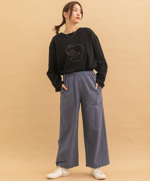 POU DOU DOU（プードゥドゥ）の「カラーギンガムストレートパンツ（その他パンツ・レディース・ブラック/ブルー・M）」の12枚目の写真