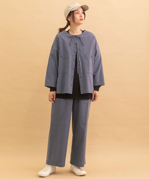 POU DOU DOU（プードゥドゥ）の「カラーギンガムストレートパンツ（その他パンツ・レディース・ブラック/ブルー・M）」の15枚目の写真