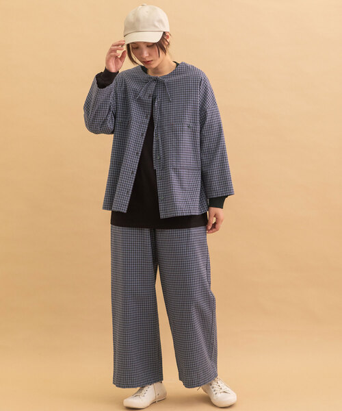 POU DOU DOU（プードゥドゥ）の「カラーギンガムストレートパンツ（その他パンツ・レディース・ブラック/ブルー・M）」の16枚目の写真