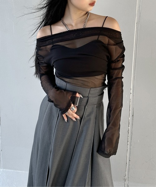 【美品】ププラ シースルー カットソー ネイビー 38 000025_0003.jpg