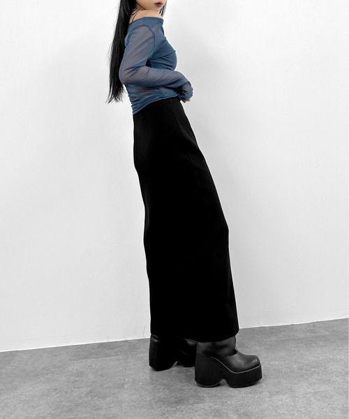 【美品】ププラ シースルー カットソー ネイビー 38 セール】【LVEU.】シアーオフショルトップス / トップス シアー