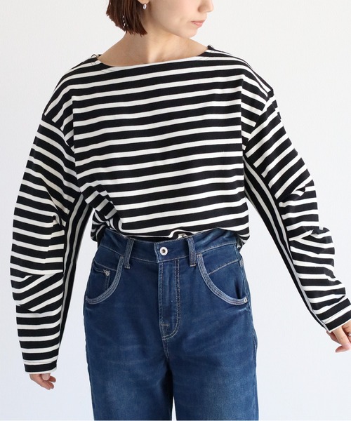 cepo(セポ)の「ボーダーソデタックプルオーバー(Tシャツ/カットソー・レディース・ブラック/オフホワイト/ブラウン/ネイビー・M)」の14枚目の写真